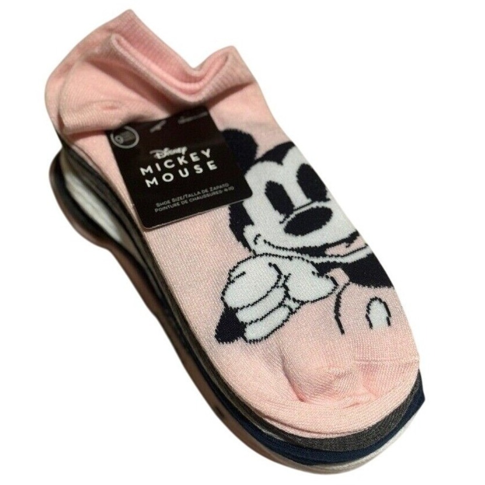 Disney Mickey Mouse Socks Women 9 Pack Pink Gray No Show Shoe Size 4–10 NWT